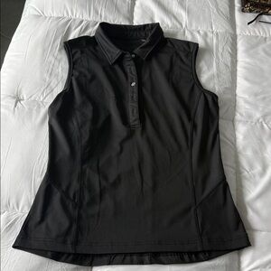 Sleeveless Black Polo Top